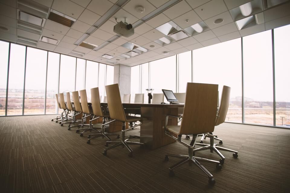 Boardroom with floor-to-ceiling windows
