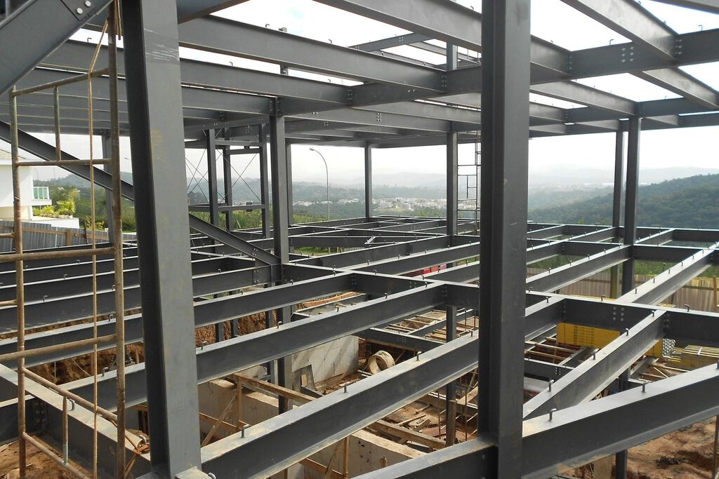 Steel frame of a multi-storey building