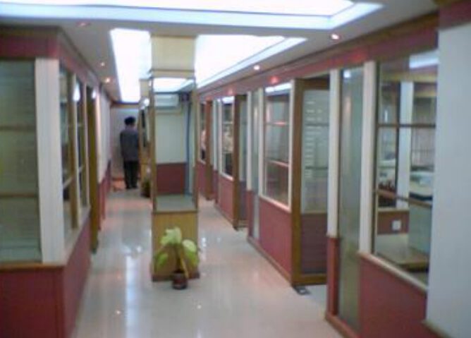 Office corridor with partitions