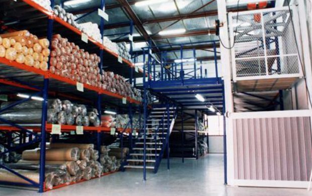 Racking with mezzanine floor
