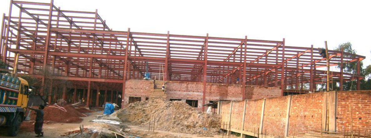 Pre-fabricated steel frame over brickwork